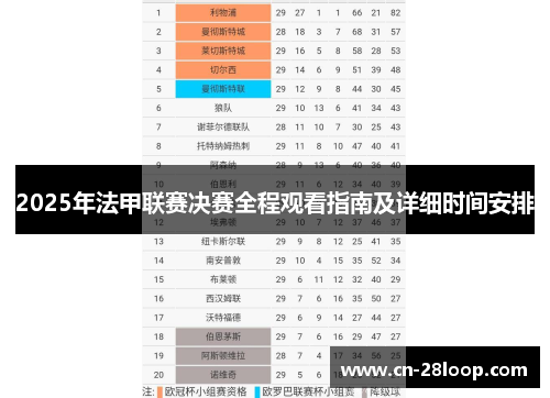 2025年法甲联赛决赛全程观看指南及详细时间安排